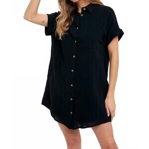 NEW PINKBLUSH luna shirt mini dress in black